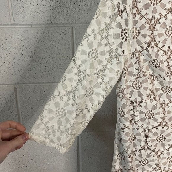 Jessica Howard Womens 8 Shift Dress All Over Lace Floral Crochet Overlay White - Picture 3 of 8